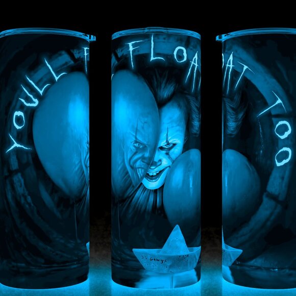 Glow in the Dark Pennywise IT Horror Movie You'll Float Too Cup Mug Tumbler - Picture 1 of 4
